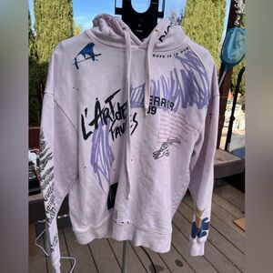 Zara Vintage Digital Scanning Hoodie Urban Sweatshirt Graphic Print Cotton Sz M